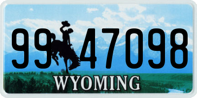 WY license plate 9947098