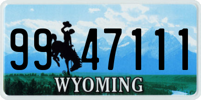 WY license plate 9947111
