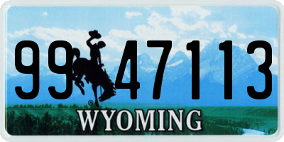 WY license plate 9947113