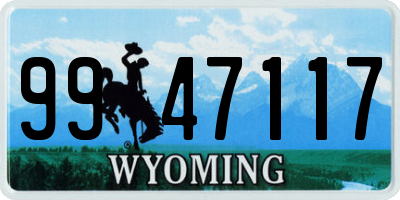 WY license plate 9947117