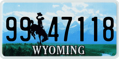 WY license plate 9947118