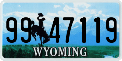 WY license plate 9947119