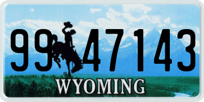 WY license plate 9947143