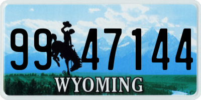 WY license plate 9947144