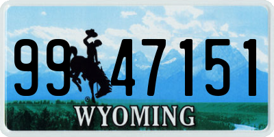 WY license plate 9947151