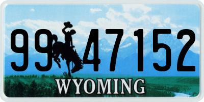 WY license plate 9947152