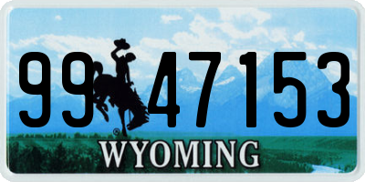 WY license plate 9947153