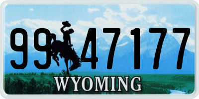 WY license plate 9947177
