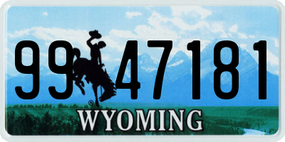 WY license plate 9947181