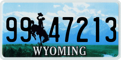 WY license plate 9947213