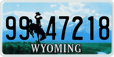 WY license plate 9947218