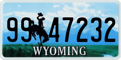 WY license plate 9947232