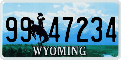 WY license plate 9947234