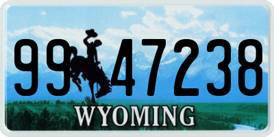 WY license plate 9947238