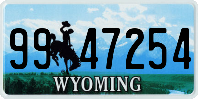 WY license plate 9947254