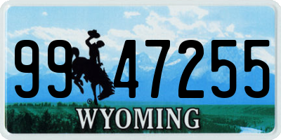 WY license plate 9947255