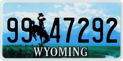 WY license plate 9947292