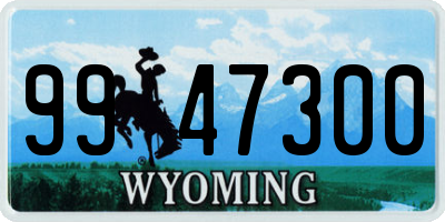 WY license plate 9947300
