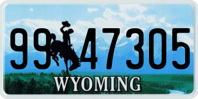 WY license plate 9947305