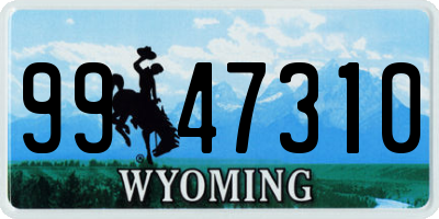 WY license plate 9947310