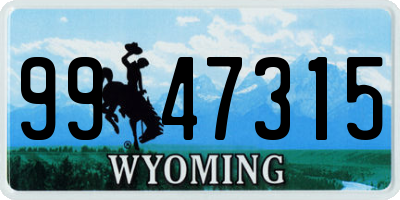 WY license plate 9947315