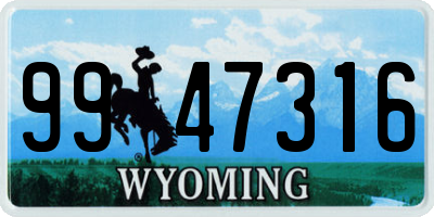 WY license plate 9947316