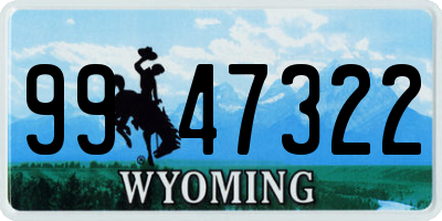 WY license plate 9947322