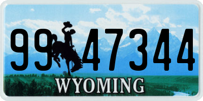 WY license plate 9947344