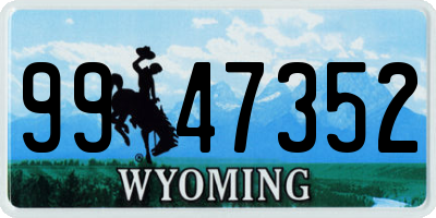 WY license plate 9947352