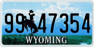 WY license plate 9947354