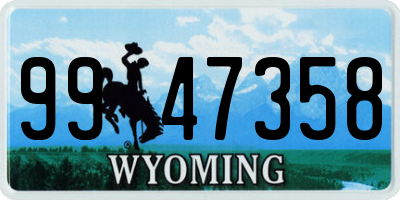WY license plate 9947358