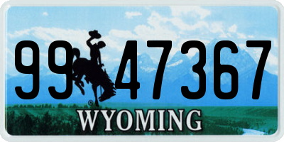 WY license plate 9947367