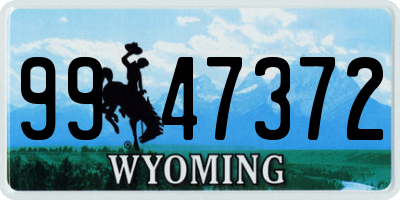 WY license plate 9947372