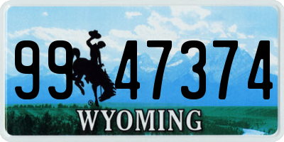 WY license plate 9947374