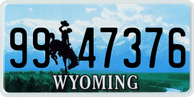 WY license plate 9947376