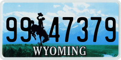 WY license plate 9947379