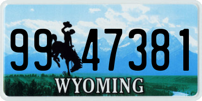WY license plate 9947381