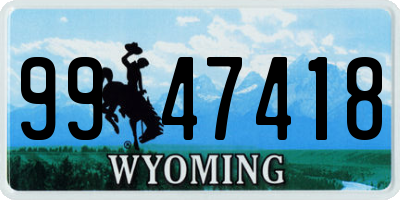 WY license plate 9947418