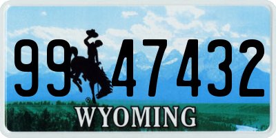 WY license plate 9947432