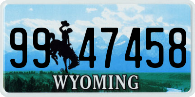 WY license plate 9947458