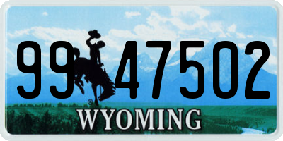 WY license plate 9947502