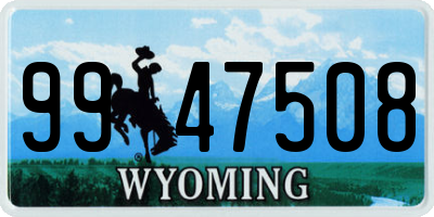 WY license plate 9947508