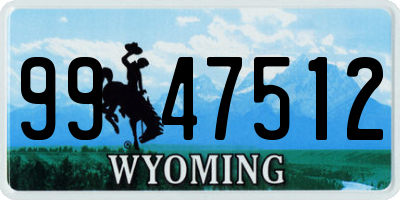WY license plate 9947512