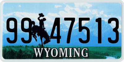 WY license plate 9947513
