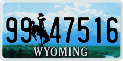WY license plate 9947516