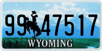 WY license plate 9947517