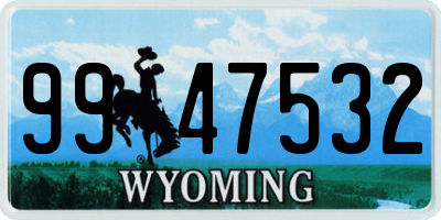 WY license plate 9947532