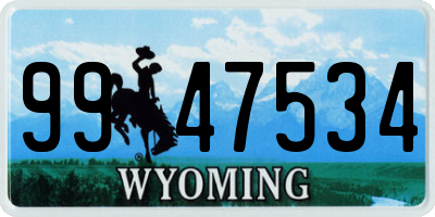 WY license plate 9947534