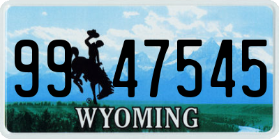 WY license plate 9947545
