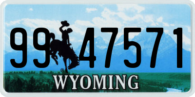 WY license plate 9947571